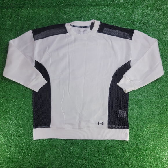 Under Armour Women's Sweatshirt Vented Mesh Sides Size Large White Black Loose - Picture 1 of 9